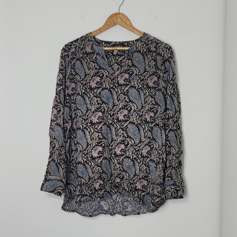 Soyaconcept Brown Light Pink Paisley Pattern Long Sleeve Lightweight Blouse